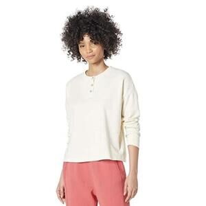 MADEWELL Women’s Drop-Sleeve Henley Tee In Antique Cream-Size Medium